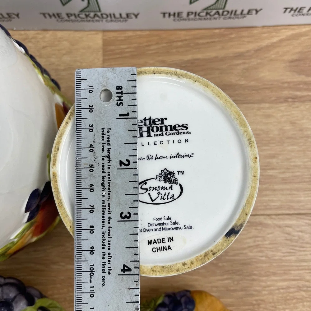 Vintage Better Homes & Gardens Sonoma Village Ceramic Fruit Canister Set 2pc